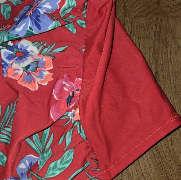 Old Navy 4X Red Hawaiian Tropical Floral Bathing Suit - Picture 3 of 9
